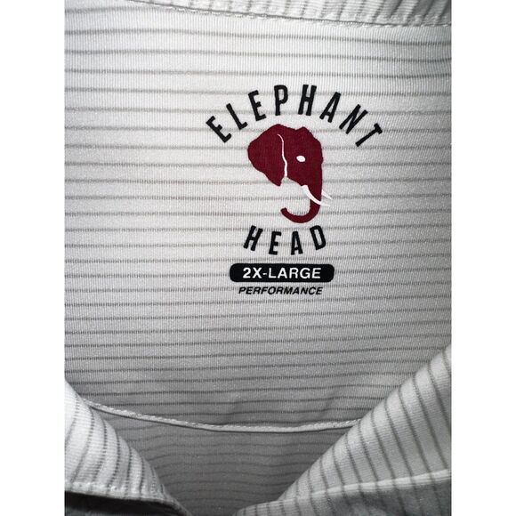 Elephant Head Performance Polo Men’s 2XL White Gray Stripe Alabama Crimson Tide - Picture 2 of 3